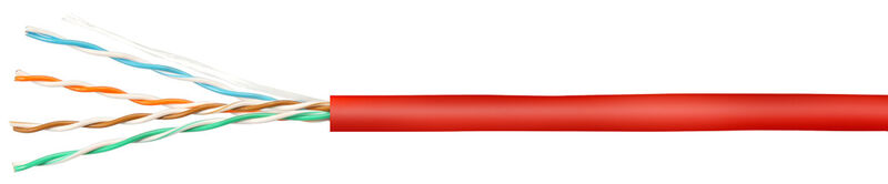  Кабель витая пара U/UTP категория 5e 4 пары одножильная PVC нг(А)-LS красный