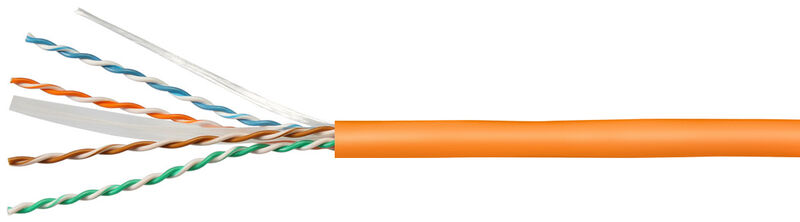 Кабель витая пара U/UTP категория 6 4 пары одножильный PVC нг(А)-LS оранжевый